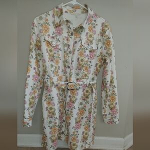 Baevely White Floral Maxi Dress with Belt